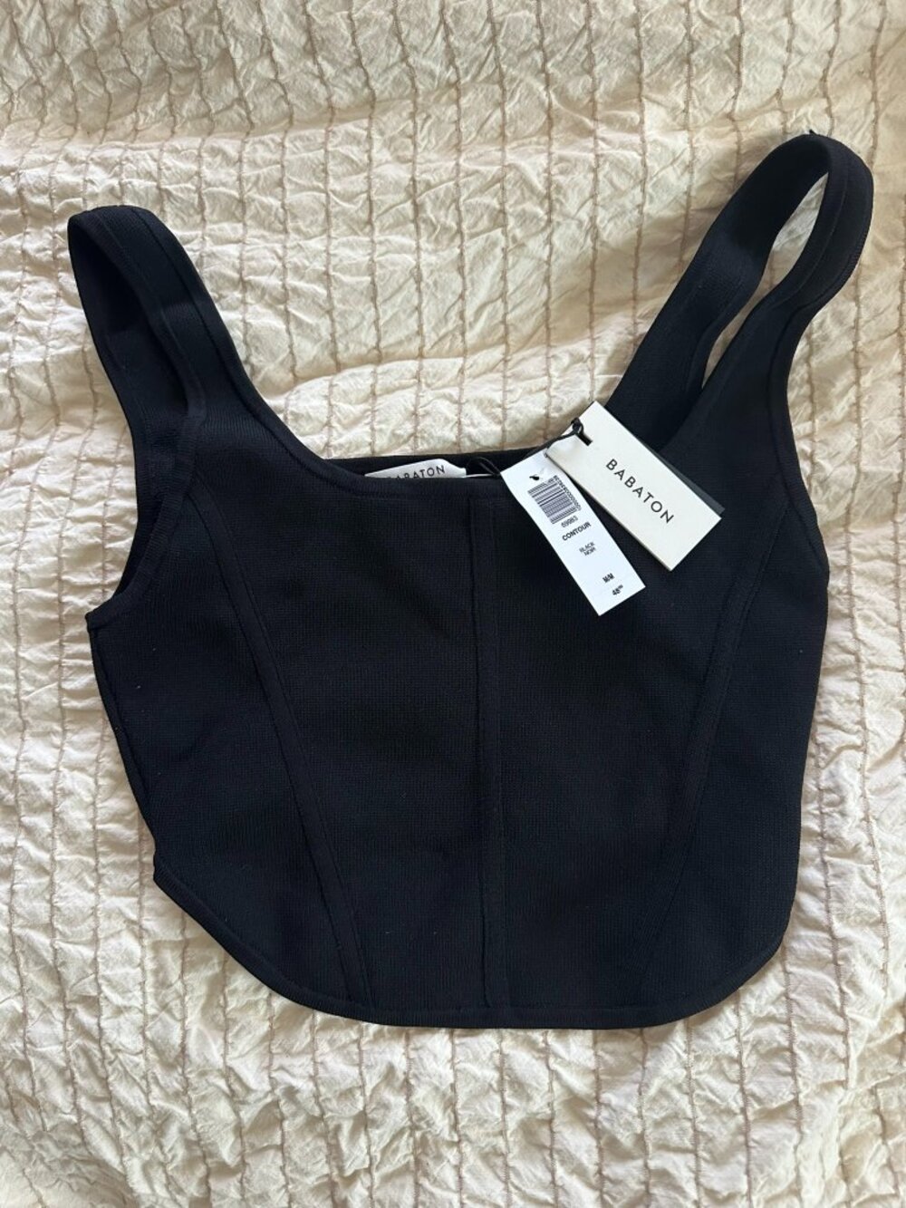 Babaton Black Corset-Style Sleeveless Crop Top – Bustier Tank – Size S, NWT